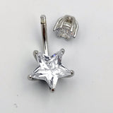 925 Silver Belly Button Ring Star CZ 14G Navel Piercing Jewelry Gift Women