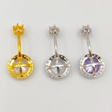925 Silver Belly Button Ring Cubic Zircon Navel Piercing Jewelry