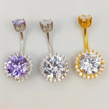 925 Silver Belly Button Ring Cubic Zircon Navel Piercing Jewelry