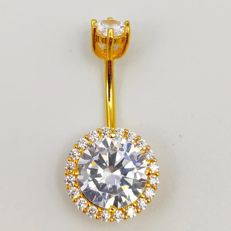 925 Silver Belly Button Ring Cubic Zircon Navel Piercing Jewelry