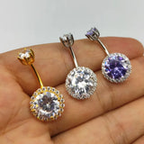 925 Silver Belly Button Ring Cubic Zircon Navel Piercing Jewelry