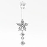 925 Silver Belly Button Ring Flower CZ Navel Piercing