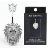925 Silver Lion CZ Navel Belly Piercing Body Jewelry