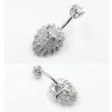 925 Silver Lion CZ Navel Belly Piercing Body Jewelry