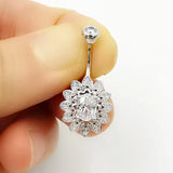 925 Silver Belly Button Ring Navel Ring CZ Body Piercing Jewelry