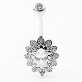 925 Silver Belly Button Ring Navel Ring CZ Body Piercing Jewelry