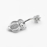 925 Silver Owl Belly Button Ring CZ Navel Piercing Jewelry