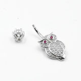 925 Silver Owl Belly Button Ring CZ Navel Piercing Jewelry