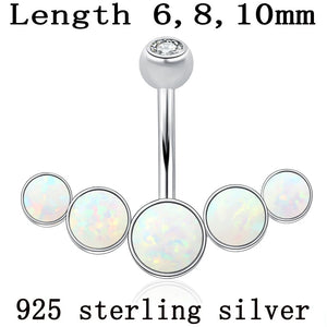 925 Silver Opal Belly Button Ring Body Jewelry S925 6 8 10 mm