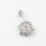 925 Silver Belly Piercing Pink Flower CZ Navel Jewelry