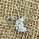 925 Silver Moon CZ Navel Piercing Body Jewelry for Women
