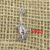 925 Silver Moon CZ Navel Piercing Body Jewelry for Women