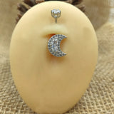 925 Silver Moon CZ Navel Piercing Body Jewelry for Women