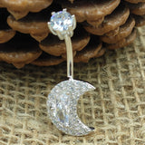 925 Silver Moon CZ Navel Piercing Body Jewelry for Women