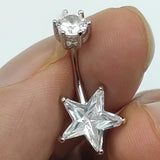 925 Silver Star CZ Navel Belly Ring for Women
