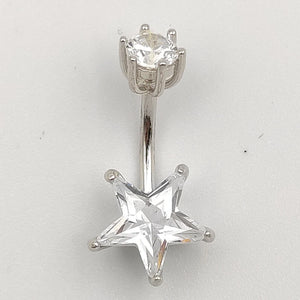925 Silver Star CZ Navel Belly Ring for Women