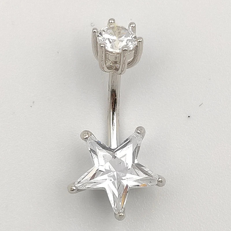 925 Silver Star CZ Navel Belly Ring for Women