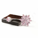 925 Silver Pink Flower CZ Navel Button Ring