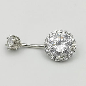 925 Silver Belly Ring CZ Navel Body Piercing