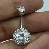 925 Silver Belly Ring CZ Navel Body Piercing