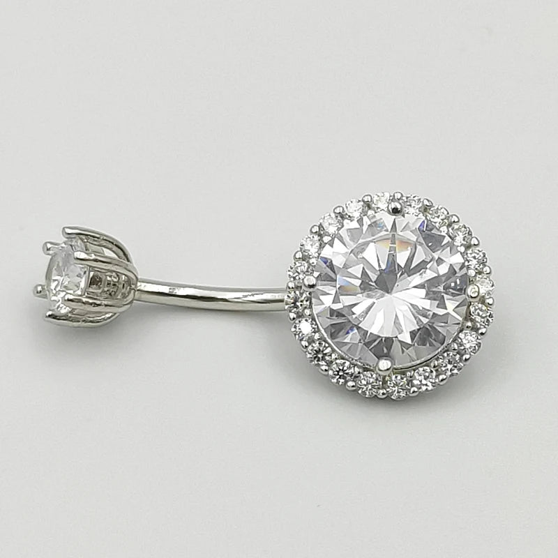 925 Silver Belly Ring CZ Navel Body Piercing