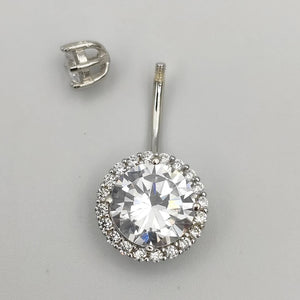925 Silver Belly Ring CZ Navel Body Piercing