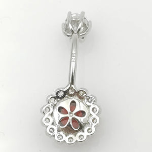 925 Silver Belly Ring Garnet Navel Piercing Jewelry Women