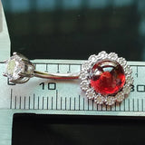 925 Silver Belly Ring Garnet Navel Piercing Jewelry Women