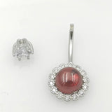 925 Silver Belly Ring Garnet Navel Piercing Jewelry Women