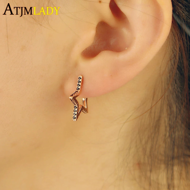 925 Silver CZ Paved Star Stud Earring Stack