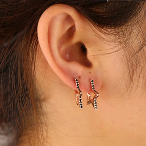 925 Silver CZ Paved Star Stud Earring Stack