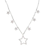 925 Silver CZ Star Charm Short Necklace Women Jewelry