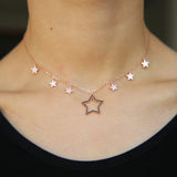 925 Silver CZ Star Charm Short Necklace Women Jewelry