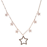 925 Silver CZ Star Charm Short Necklace Women Jewelry
