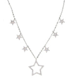 925 Silver CZ Star Charm Short Necklace Women Jewelry