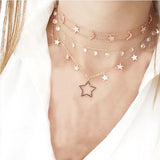 925 Silver CZ Star Charm Short Necklace Women Jewelry