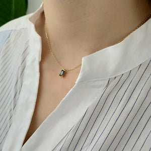 925 Silver Zircon Square Pendant Necklace for Women