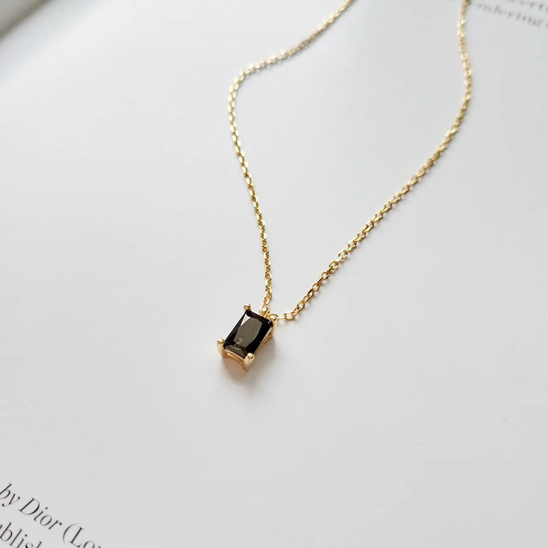 925 Silver Zircon Square Pendant Necklace for Women