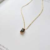 925 Silver Zircon Square Pendant Necklace for Women