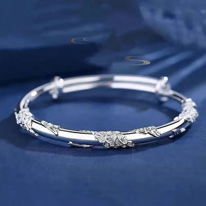 925 Silver Flowers Bracelet Bangle Women Wedding Jewelry
