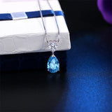 925 Silver Heart Necklace Drop Shape Pendant Sea Choker Fine Jewelry