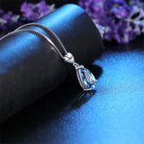 925 Silver Heart Necklace Drop Shape Pendant Sea Choker Fine Jewelry