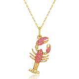 925 Sterling Silver Crab Necklace Summer Ocean Pendant for Women