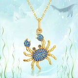 925 Sterling Silver Crab Necklace Summer Ocean Pendant for Women
