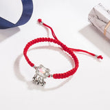 925 Silver Moonstone Safety Lock Bracelet Red Hand Woven Couple Bracelet