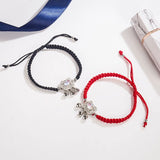 925 Silver Moonstone Safety Lock Bracelet Red Hand Woven Couple Bracelet