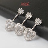 925 Silver Heart Belly Button Ring Zircon Body Jewelry