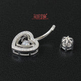 925 Silver Heart Belly Button Ring Zircon Body Jewelry