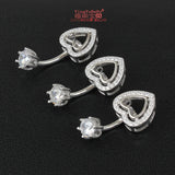 925 Silver Heart Belly Button Ring Zircon Body Jewelry