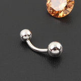 925 Silver Belly Button Ring Double Ball Arc Rod Piercing